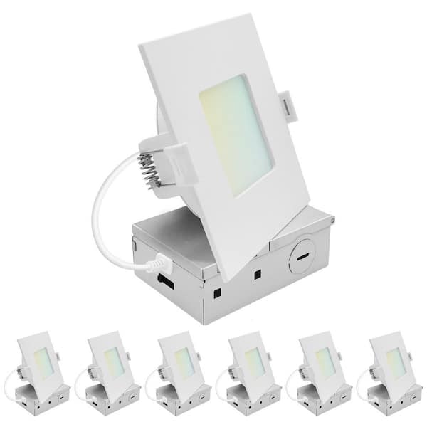 4 in. Integrated LED Square Recessed Light, Mini Panel Light, 5CCT, 1000LM, 11W, 100°, Dimmable, ETL Listed 6 Pack