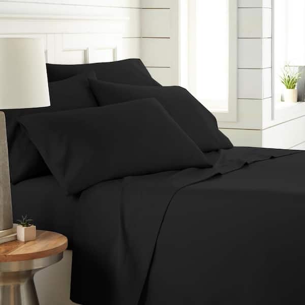 Southshore Fine Linens Vilano Series 21 in. Extra-Deep Pocket 6-Piece Black Microfiber Full Sheet Set