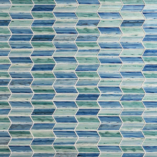 Ivy Hill Tile Tara Sea Green 11.73 in. x 11.74 in. Chevron Glass Mosaic Tile (0.96 Sq. Ft. / Sheet)