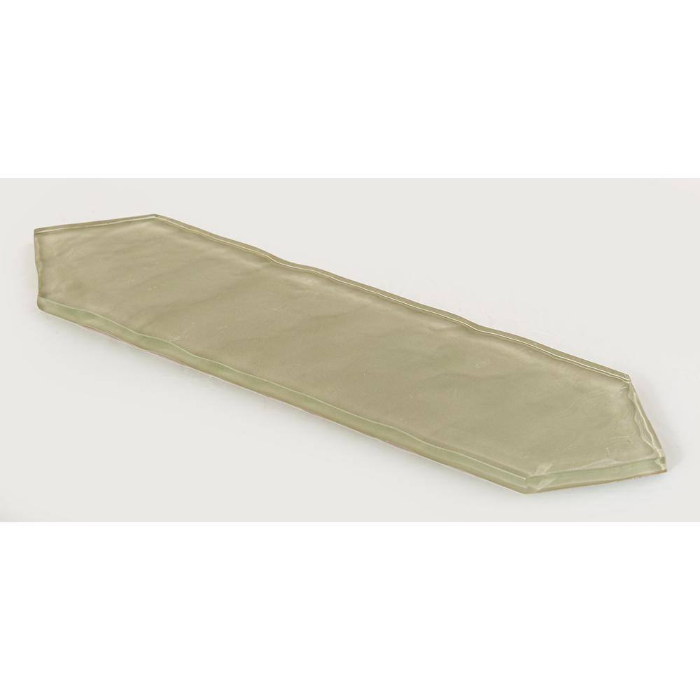 Khaki Glass Elongated Hexagon Subway Tile Sample