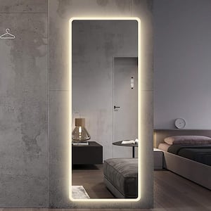 22 in. W x 65 in. H Rectangle Frameless LED Full Length Mirror Wall-Mounted Full Body Dressing Mirror Dimming 3-Color