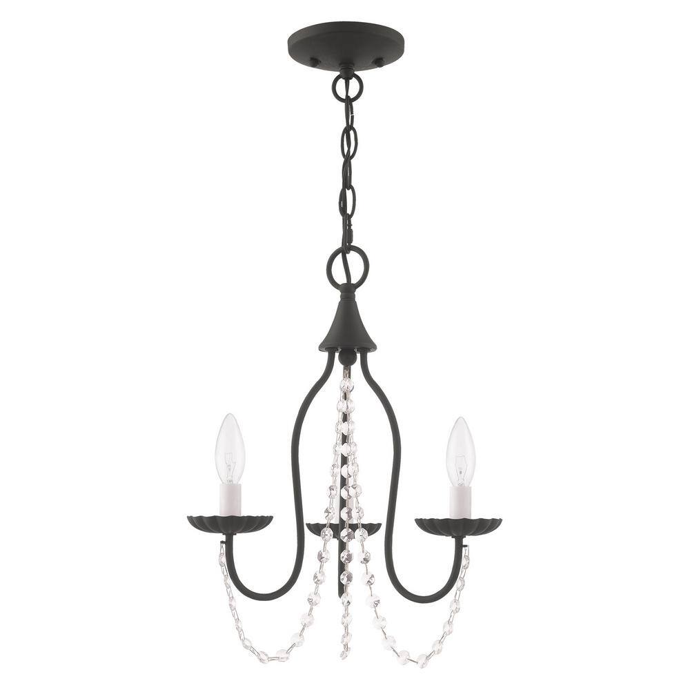 Black Mini Crystal 3-Light Candelabra Chandelier