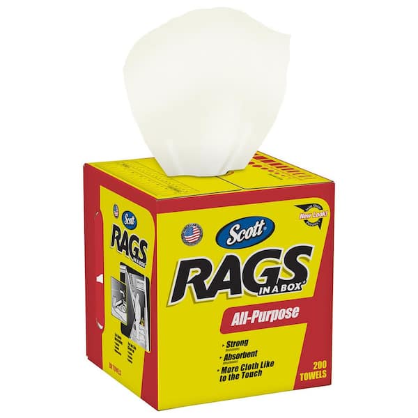 TM Doaaler Scott Shop Rags In A Box 350 Count White Soft and Low in Lint 75650 New Item 