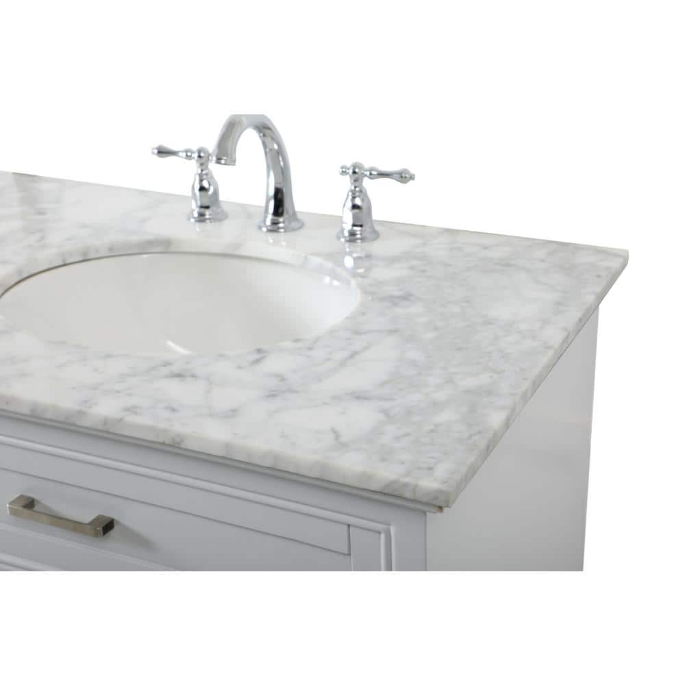 Gray Double Freestanding Solid Wood Bathroom Vanity with Marble Top