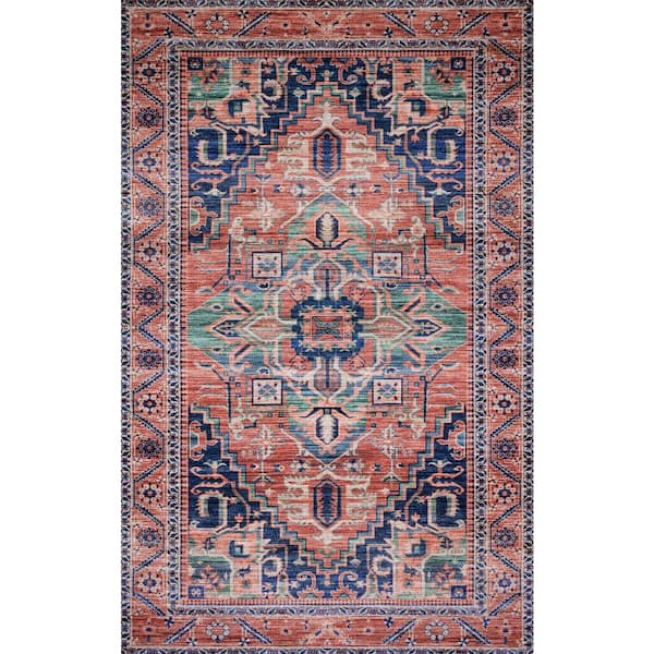 Loloi Cielo Coral/Multi 2 ft. 6 in. x 7 ft. 6 in. Runner Oriental 100% Polyester Area Rug Runner Rug