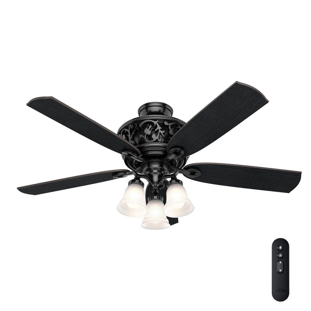 Hunter Promenade 54 in. LED Indoor Gloss Black Ceiling Fan with Light Kit and Remote 59545 Sansujyuku sansujyuku.com