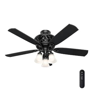 Promenade 54 in. LED Indoor Gloss Black Ceiling Fan with Light Kit and Remote