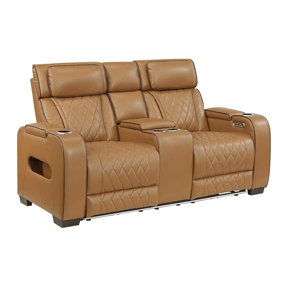 トンクリ☆パパラ2☆ブラウン Lazzara Clumber 73.5 in. W Brown Pillow Top Faux Leather 2-Seater