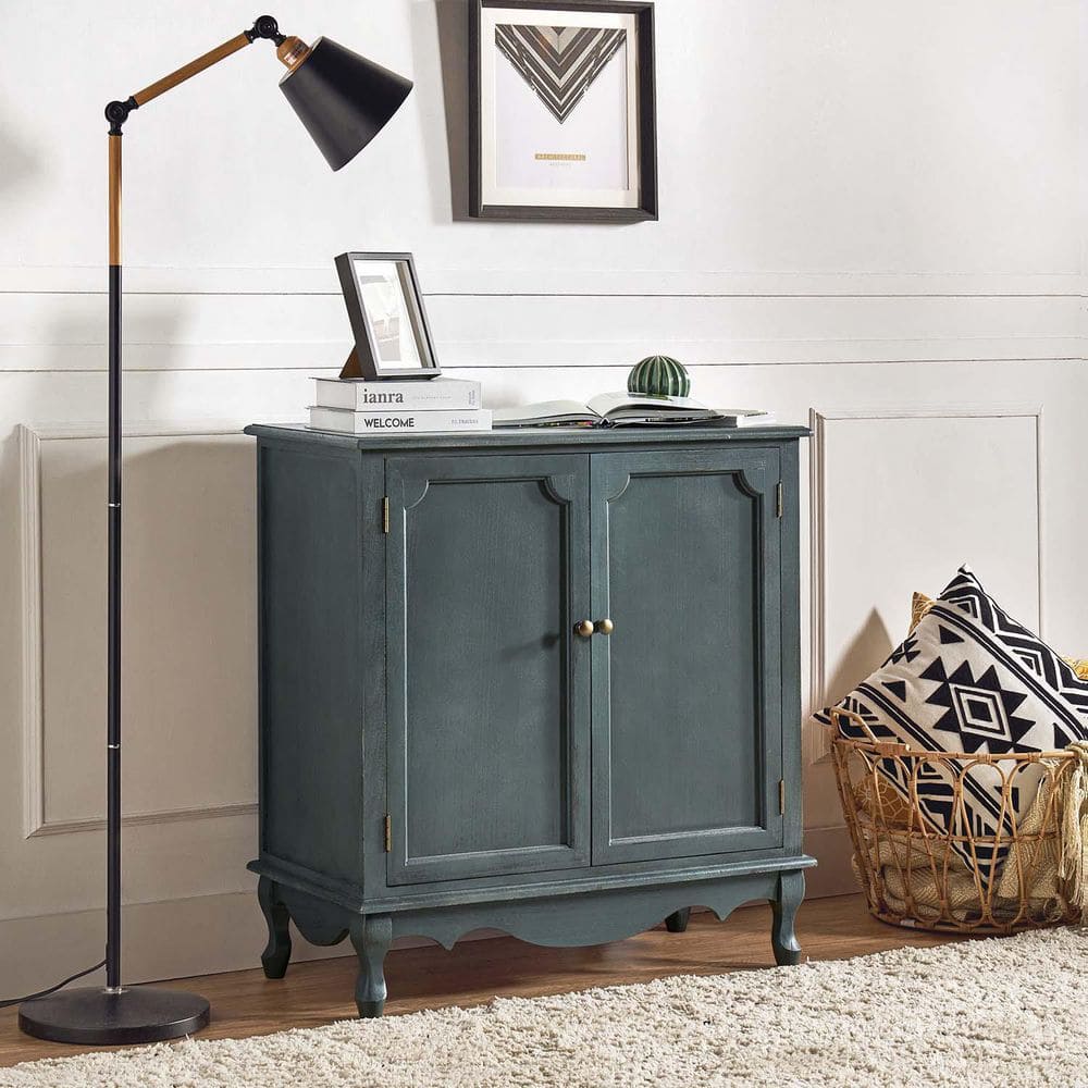 JAYDEN CREATION Elpenor Blue 34 in. H 2-Door Accent Cabinet with