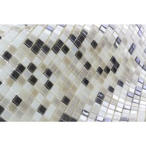 Galaxy Iridescent White & Gray 11.7 in. x 11.7 in. Square Mosaic Glass Wall Pool Floor Tile (10 Sq. Ft./Case)