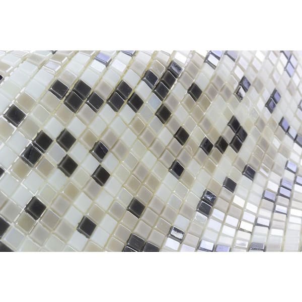 ABOLOS Galaxy Iridescent White & Gray 11.7 in. x 11.7 in. Square Mosaic Glass Wall Pool Floor Tile (10 Sq. Ft./Case)