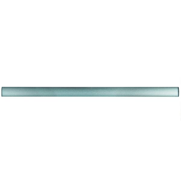 Merola Tile Glasstello Pearl Baby Blue 5/8 in. x 11-3/4 in. Glass Over Porcelain Wall Trim Tile