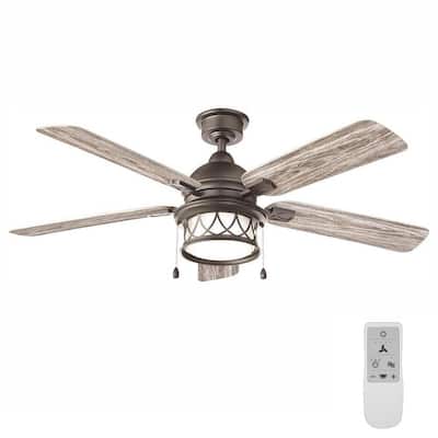 Artshire 52 in. LED Natural Iron Ceiling Fan with Light and Remote Control works with Google Assistant and Alexa