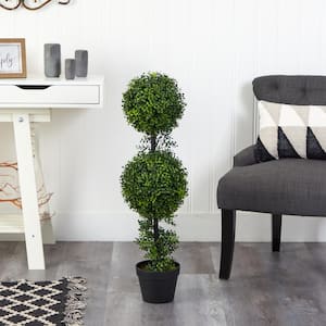 34 in. Artificial Boxwood Double Ball Topiary Tree (Indoor/Outdoor)
