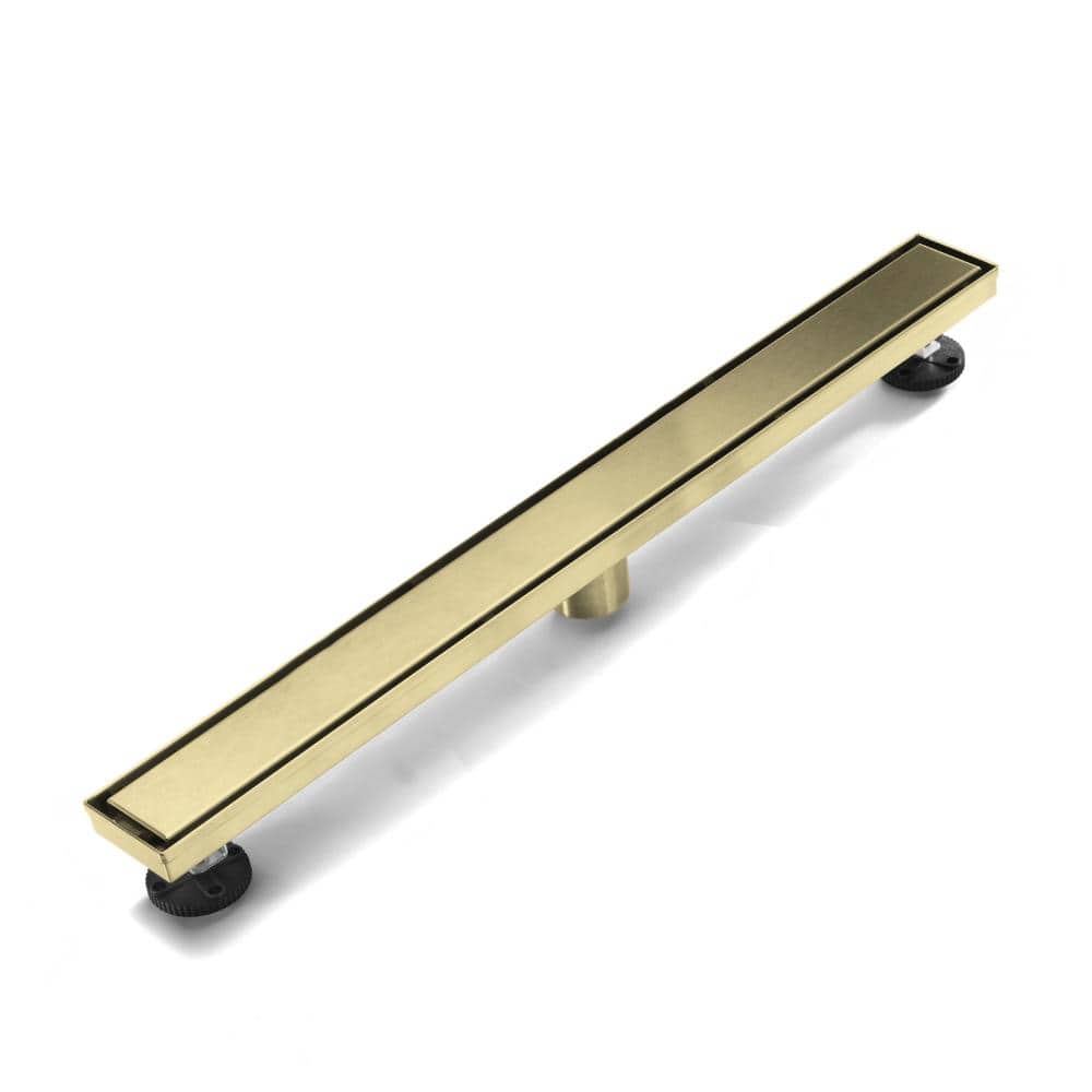 36 in. Linear Shower Drain with Removable Grate and Hair Strainer in Brushed Gold price history on PriceWatchPro
