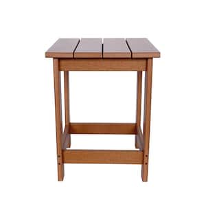19 in. H Square Brown HDPE Plastic Indoor Outdoor Adirondack Side Table, Home and Garden Decor