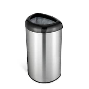 13 Gal. Black Open Top Lid Stainless Steel Trash Can