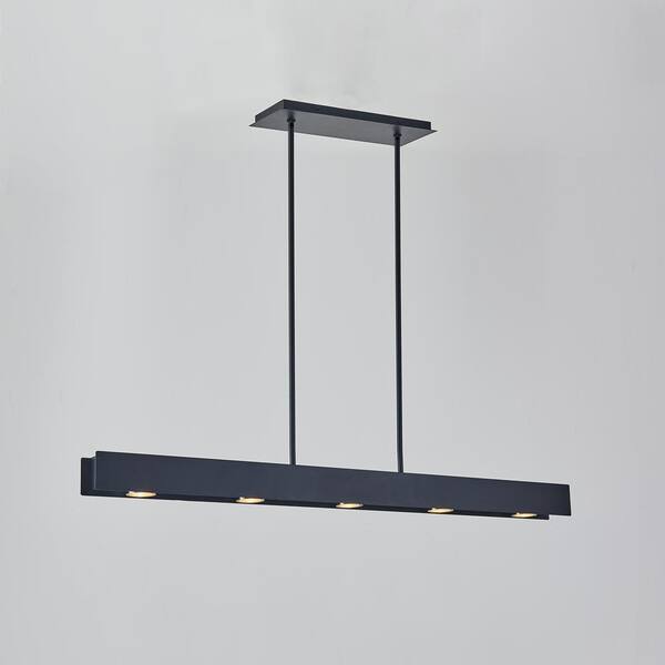 40-Watt 5-Light Black Tubed Integrated LED Pendant Light N-1224-44