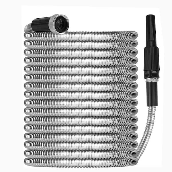 Cisvio 1/2 in. x 100 ft. 304-Stainless Steel Garden Water Hose Pipe Flexible Lightweight Kink Free Garden Water Outdoor Hose