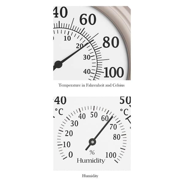RTWAW Indoor Outdoor Thermometer Large Wall Thermometer-Hygrometer Waterproof Does Not Require Battery (Black)