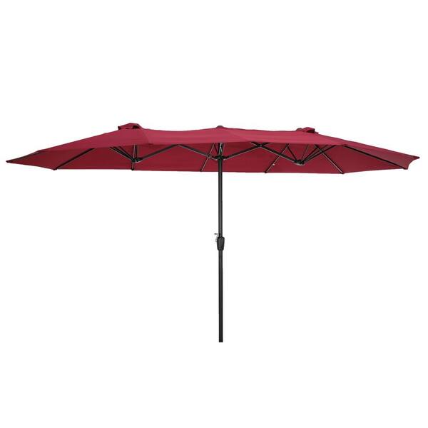 Unbranded 15 ft. x 9 ft. Market Patio Umbrella in Burgundy