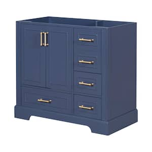 35.4 in. W x 17.8 in. D x 33 in. H Bath Vanity Cabinet without Top in Blue with Four Drawers and Two Doors