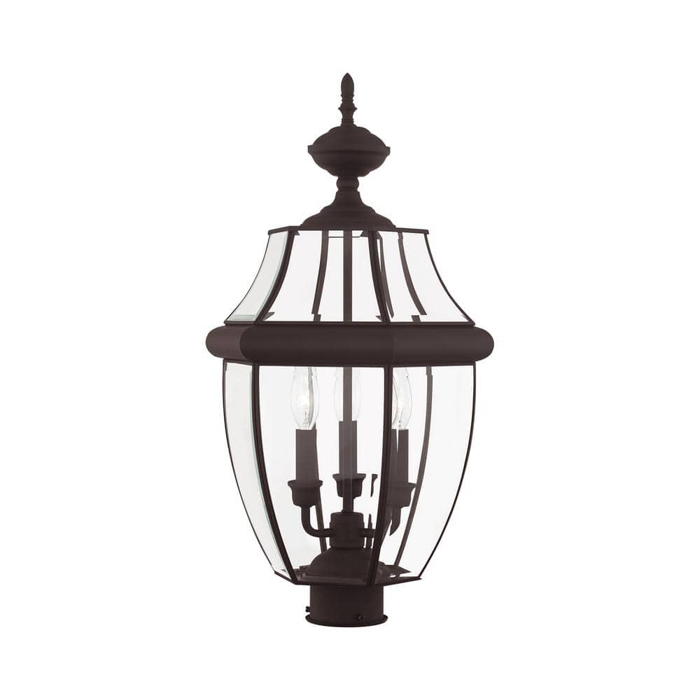 Monterey Bronze Outdoor Post Lantern with Clear Beveled Glass