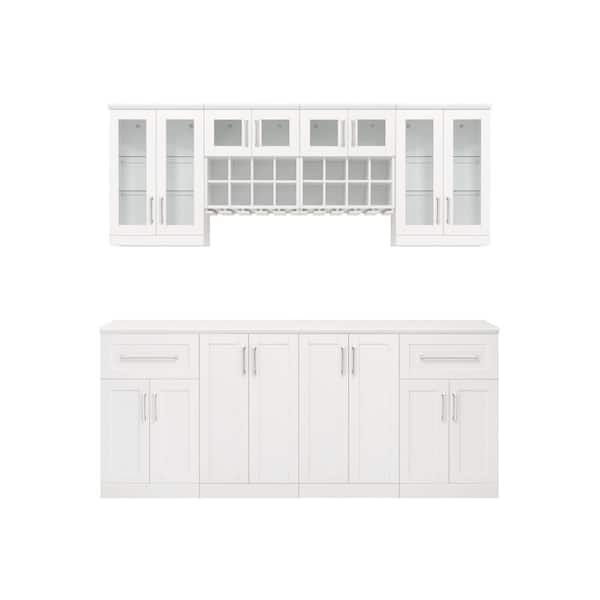 NewAge Products Home Bar 21 in. White Cabinet Set (9-Piece)