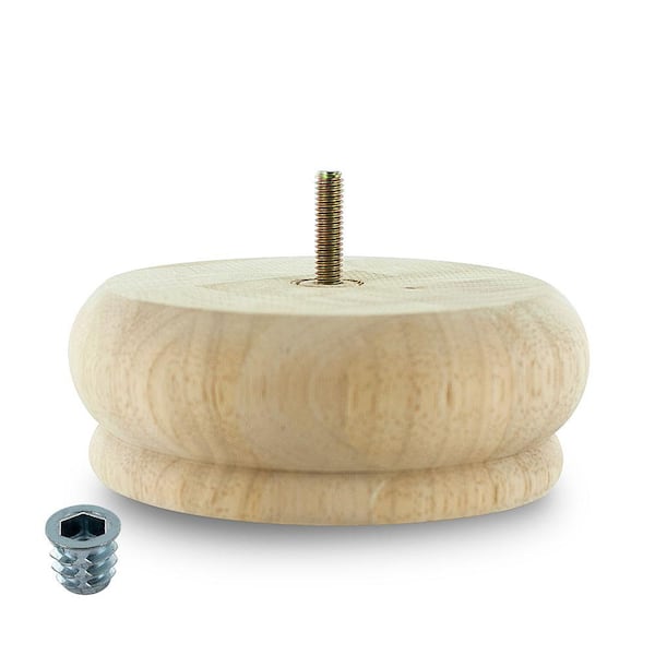 American Pro Decor 2 in. x 5-1/2 in. Unfinished Solid Hardwood Round Bun Foot