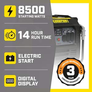 8500-Watt Electric Start Gasoline Powered Inverter Generator with Quiet Technology and CO Shield