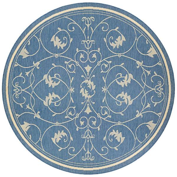 Couristan Recife Veranda Champagne-Blue 8 ft. 6 in. x 8 ft. 6 in. Round Indoor/Outdoor Area Rug
