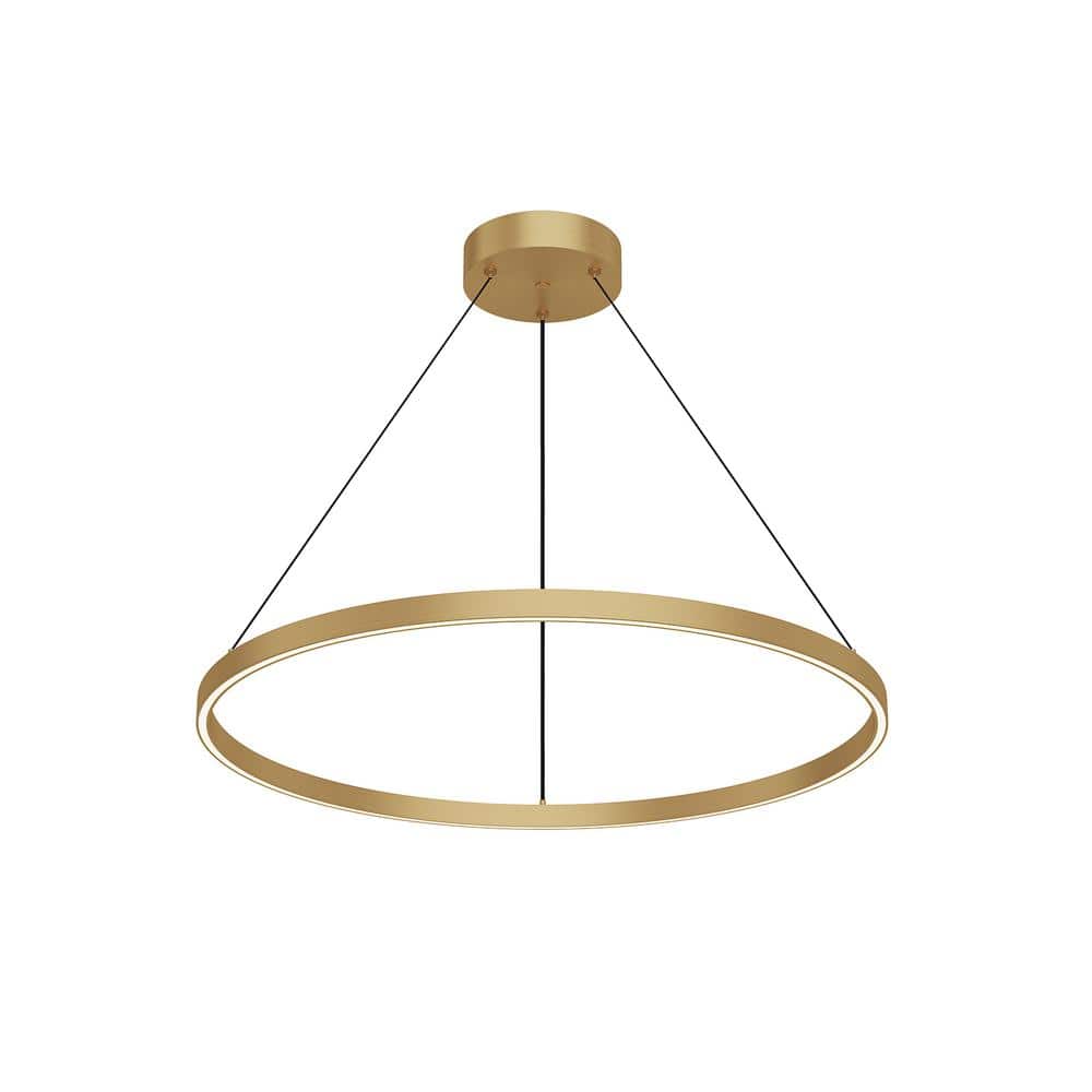 Cerchio 32 in. 1 Light 78-Watt Brushed Gold Integrated LED Pendant Light price history on PriceWatchPro