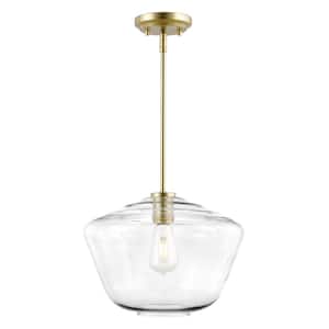 Vera 1-Light Brushed Brass Pendant with Clear Glass Shade
