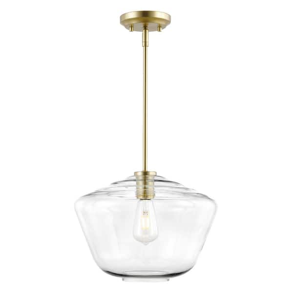 Light Society Vera 1-Light Brushed Brass Pendant with Clear Glass Shade