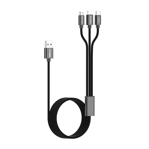 10 ft. 3-in-1 Cable for Lightning, USB-C and Micro-USB