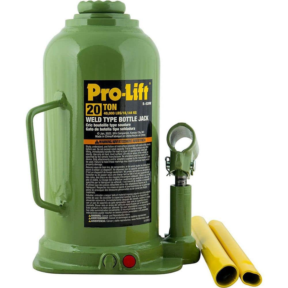 Pro-Lift 20-Ton Capacity Hydraulic Welded Bottle Jack with Side