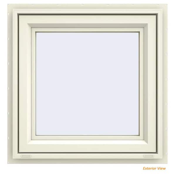 JELD-WEN 23.5 in. x 23.5 in. V-4500 Series Cream Painted Vinyl Awning Window with Fiberglass Mesh Screen