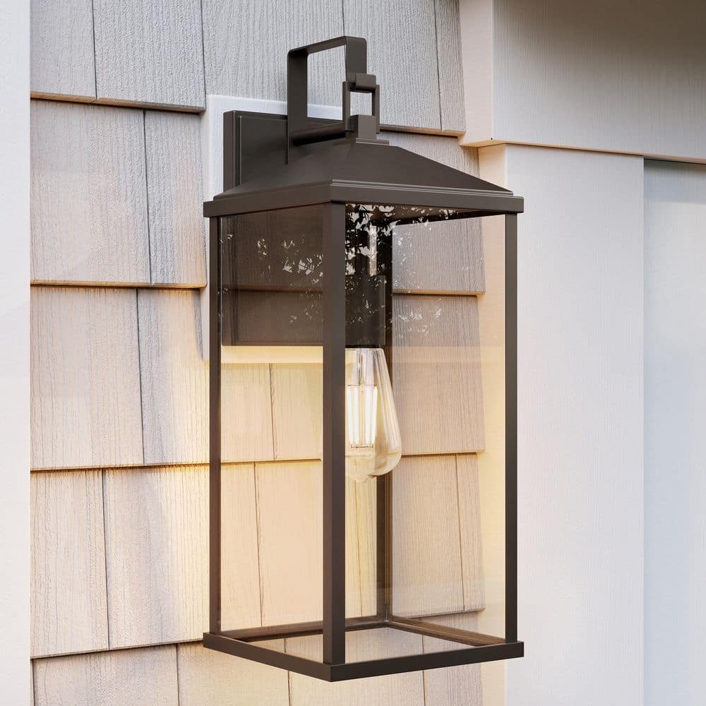 Cantley 20 In. Antique Bronze 1-Light Hardwired Extra Large Outdoor Wall Lantern with Clear Glass Panels price history on PriceWatchPro