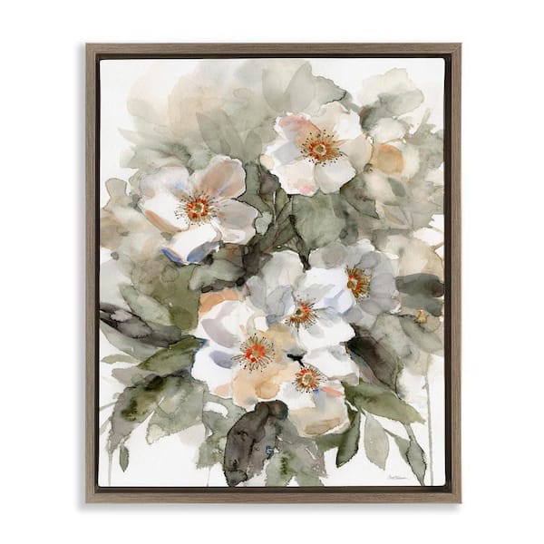Stupell Industries Abstract Floral Bundle by Carol Robinson Brown Floater Frame Nature Graphic Art Print 21 in. x 17 in.