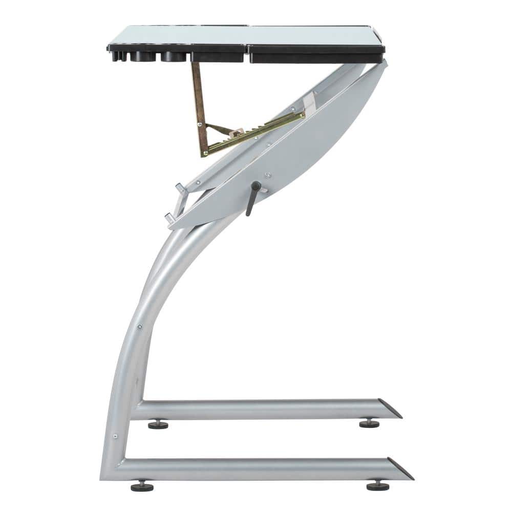 TriFlex Dual-Tilt Glass Crafting Desk in Silver/Blue