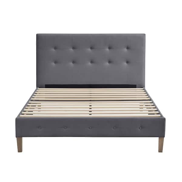 Decoro Sevilla Modern Tufted King Peyton Steel Upholstered Platform Bed Headboard And Wood Frame With Slat Suppor J00104 0706 The Home Depot Upholstered Platform Bed Headboard, King Size Upholstered Bed Frame With Wood Slats Platform Headboard Charcoal