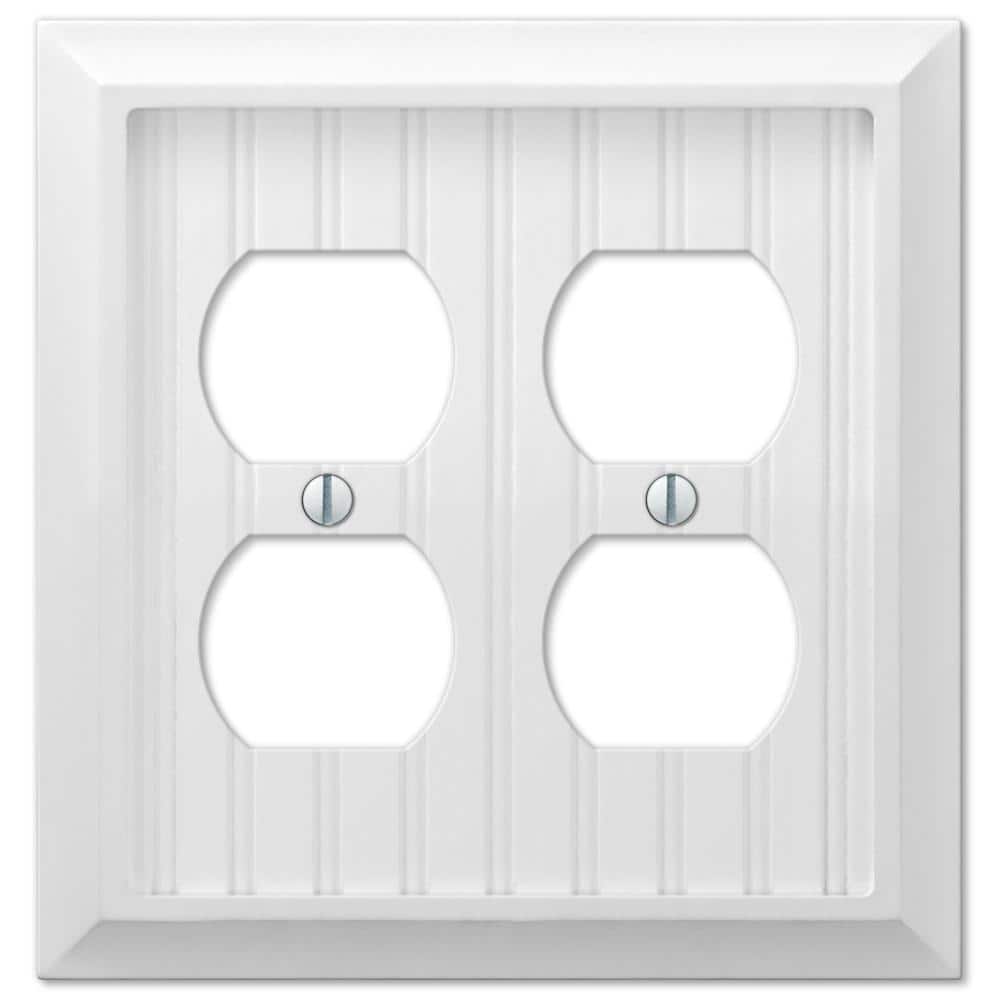 AMERELLE Cottage 2Gang White Duplex Outlet BMC Wood Wall Plate 269DDW The Home Depot