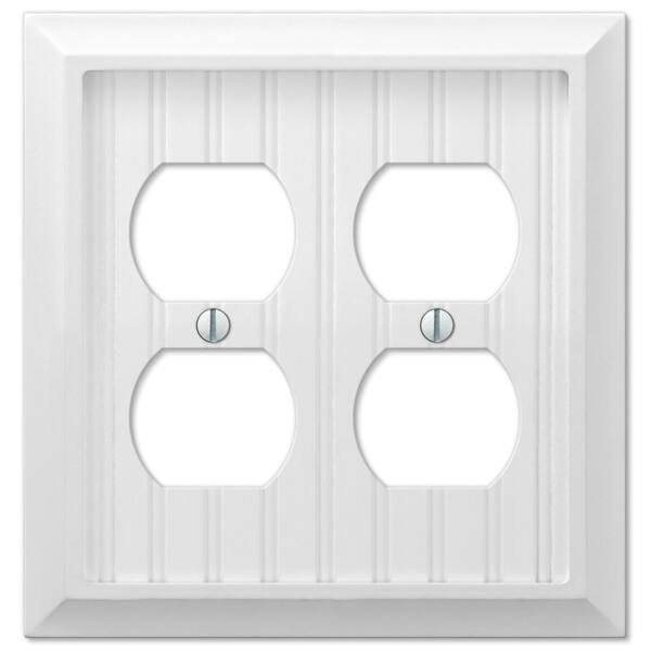 AMERELLE Cottage 2-Gang White Duplex Outlet BMC Wood Wall Plate