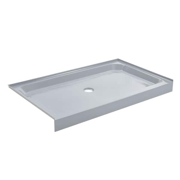 Voltaire 60 in. L x 36 in. W Alcove Shower Pan Base with Center Drain in Grey