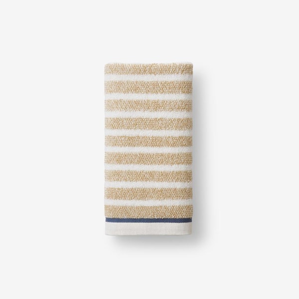 The Company Store Company Cotton Melange Stripe Reversible Taupe Cotton Hand Towel