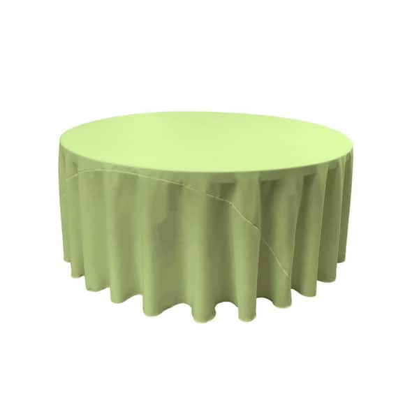 LA Linen 108 in. Round Sage Polyester Poplin Tablecloth