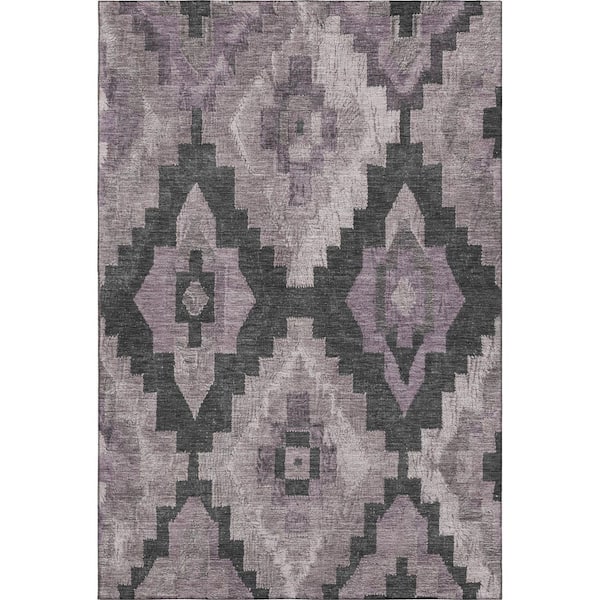Mayfield Premium Machine Washable Abstract AMF1894 Lavender 3 ft. x 5 ft. Area Rug