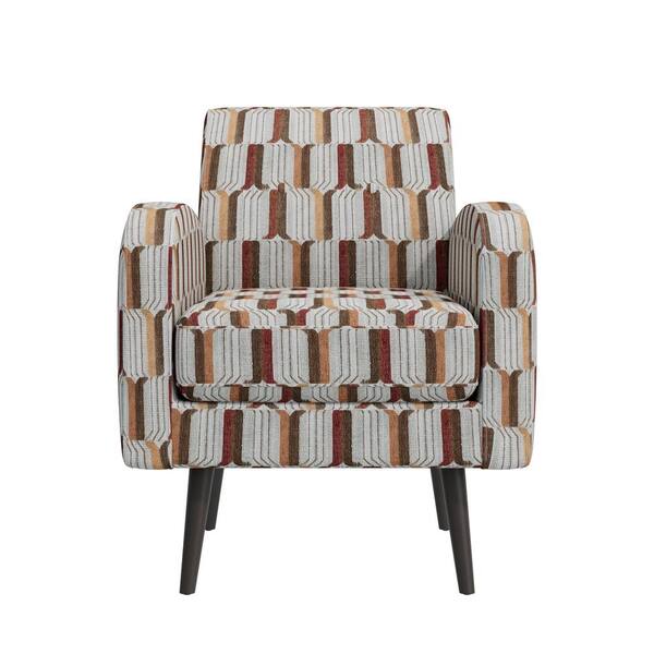 Handy Living Mindy Tan, Cream and Red Stripe Fabric Mid-Century
