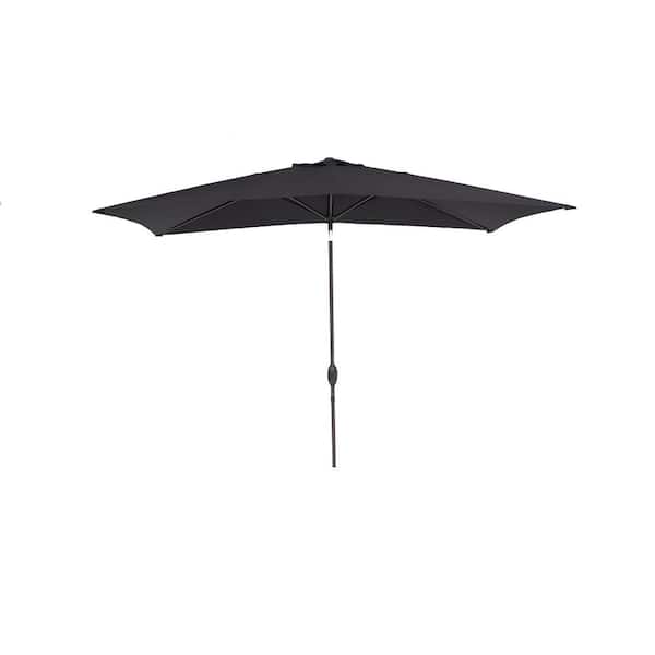 Unbranded 10 ft. x 6.5 ft. Rectangular Market Outdoor Patio Umbrella in Black