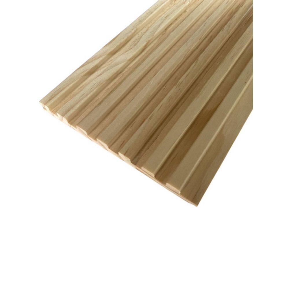 Ejoy 106 In X 6 In X 0 5 In Solid Wood Wall 7 Grid Cladding Siding 